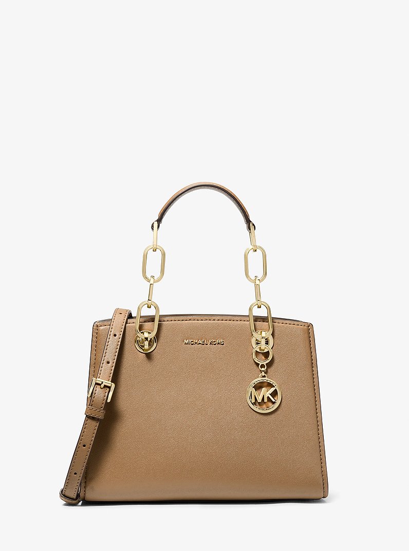 Cynthia Small Leather Satchel in HUSK | Michael Kors