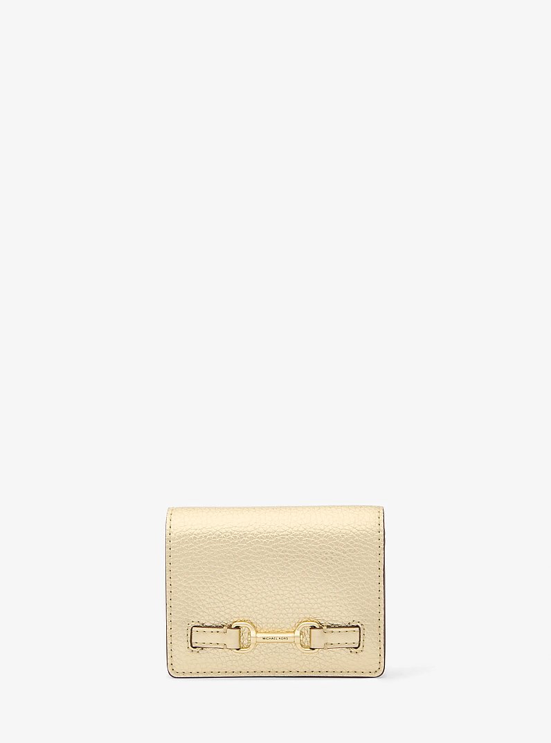 Carson Small Metallic Pebbled Leather Wallet in PALE GOLD | Michael Kors