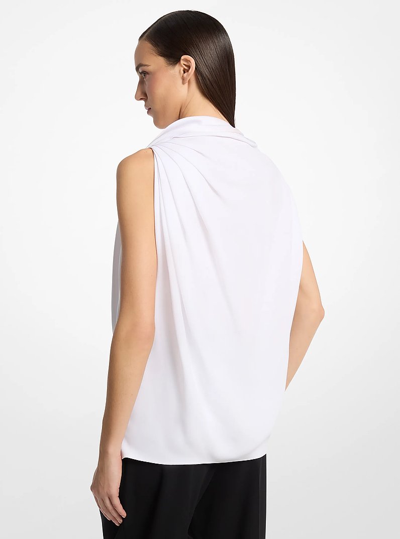 Draped Satin Blouse in OPTIC WHITE | Michael Kors