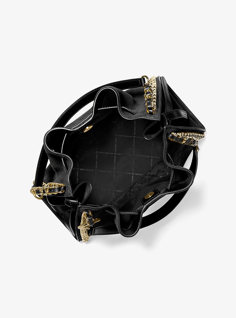 Mina Large Suede Chain Shoulder Bag in POWDER BLUSH - Sale