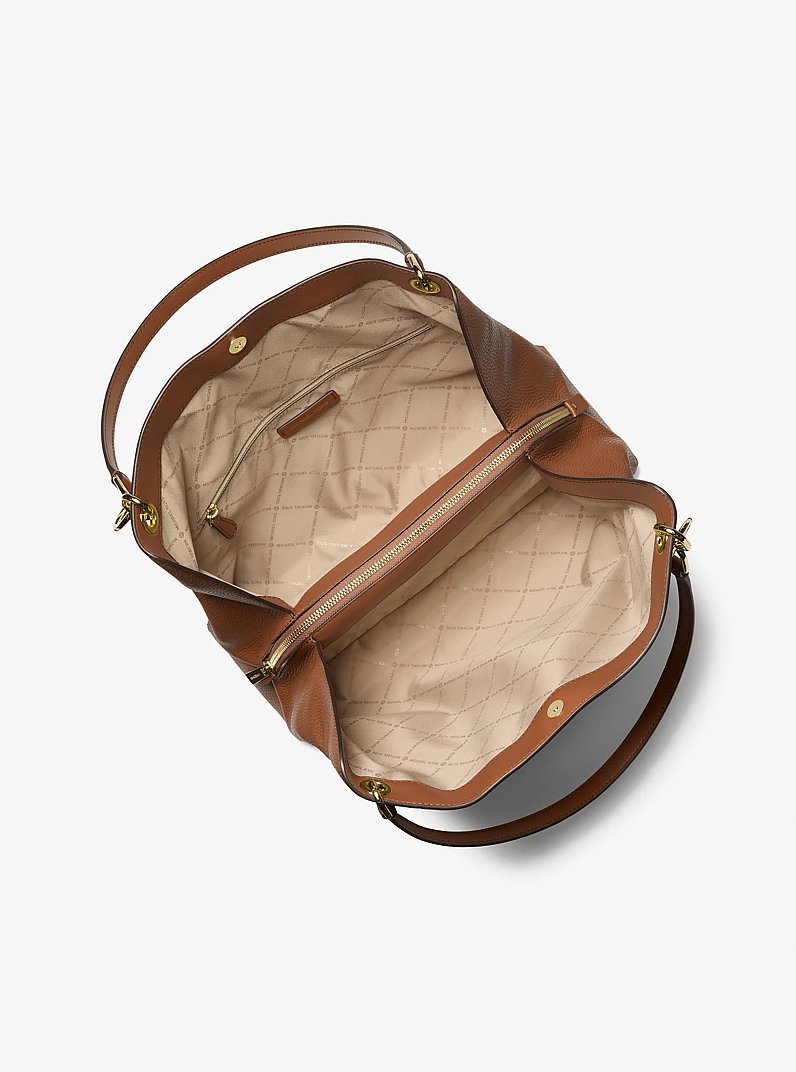 Christina Large Pebbled Leather Shoulder Bag in LUGGAGE | Michael Kors
