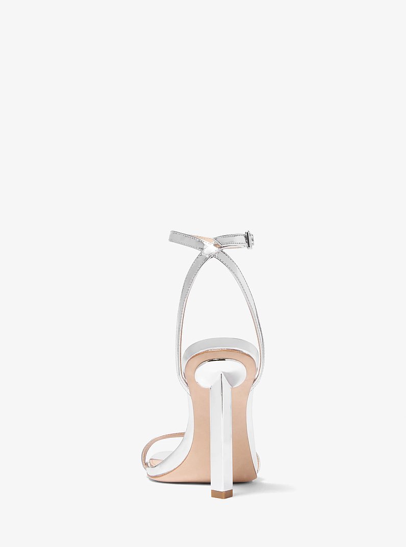 Halle Specchio Leather Sandal in SILVER | Michael Kors