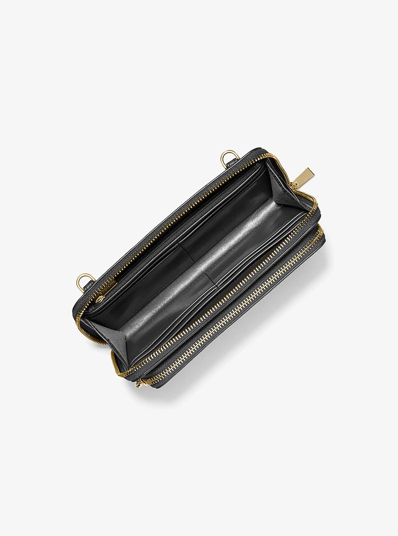 Borsa a tracolla Jet Set convertibile grande in pelle martellata in NERO | Michael Kors