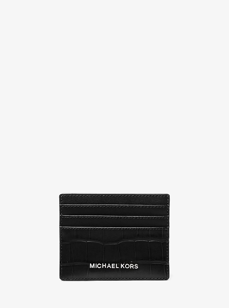Hudson Crocodile Embossed Leather Tall Card Case
