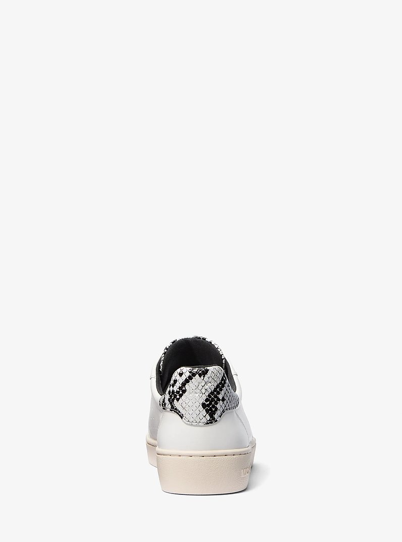 Scotty Snake Embossed Leather Sneaker in ALUMINUM | Michael Kors