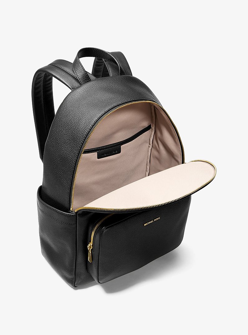 Tanner Large Pebbled Leather Backpack in BLACK | Michael Kors