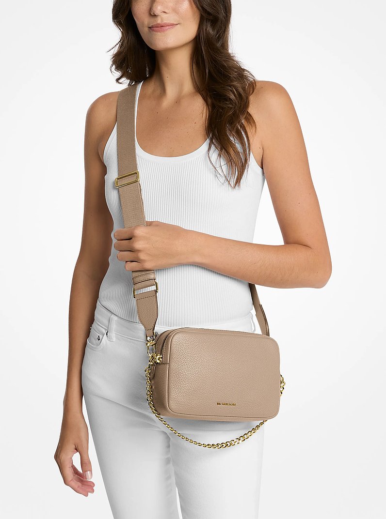 Bryant Medium Pebbled Leather Camera Crossbody Bag in BIRCH | Michael Kors