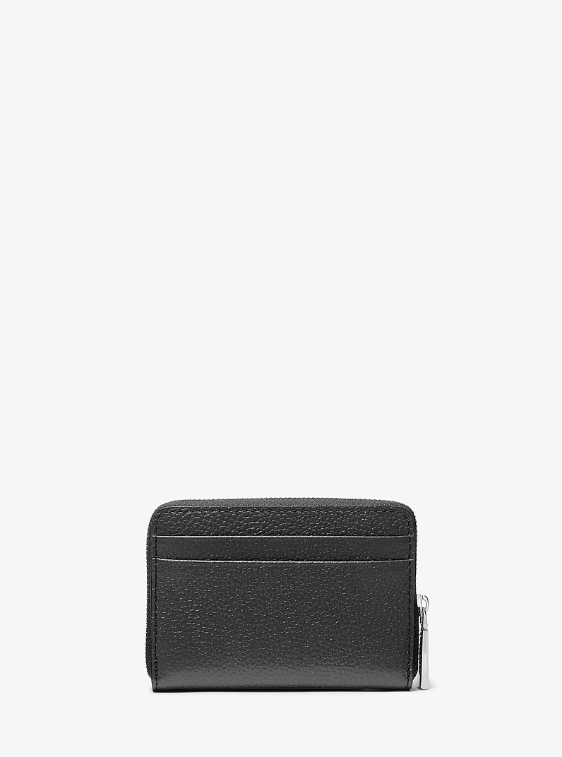 Porta carte di credito zip-around Jet Set piccolo in pelle martellata in NERO | Michael Kors