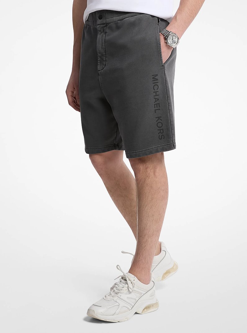 Garment-Dyed Cotton Shorts in BLACK | Michael Kors