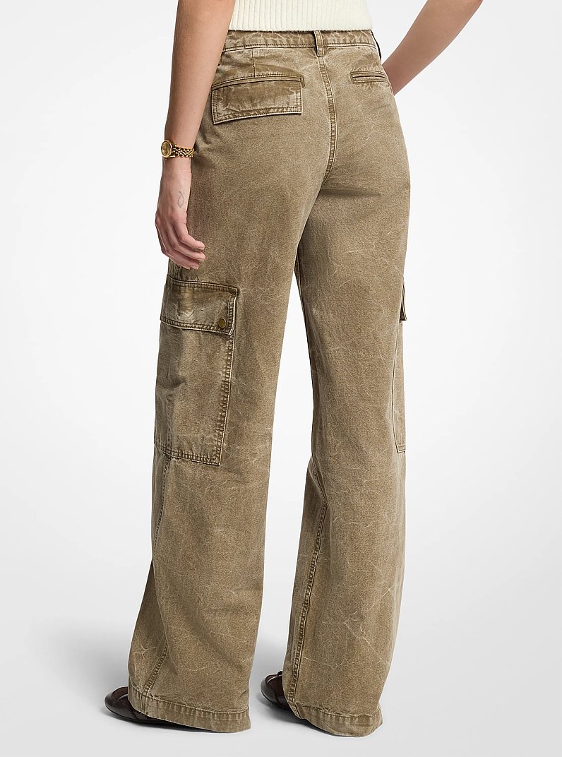 Garment-Dyed Denim Cargo Pants in SAFARI GREEN | Michael Kors