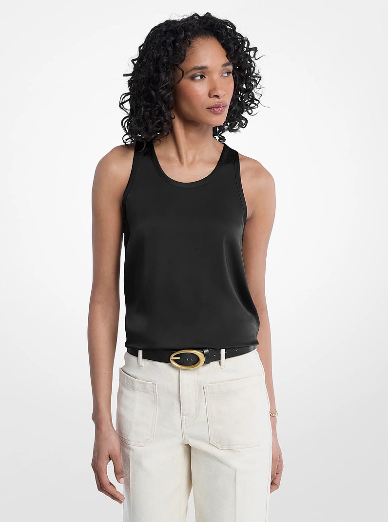 Camiseta sin mangas de sat&eacute;n in NEGRO | Michael Kors
