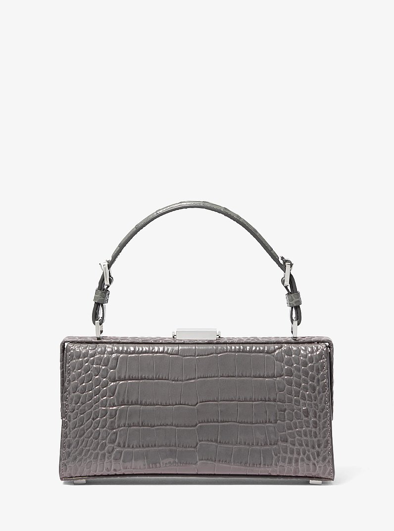 Gwyneth Crocodile Embossed Leather Shoulder Bag in SLATE | Michael Kors