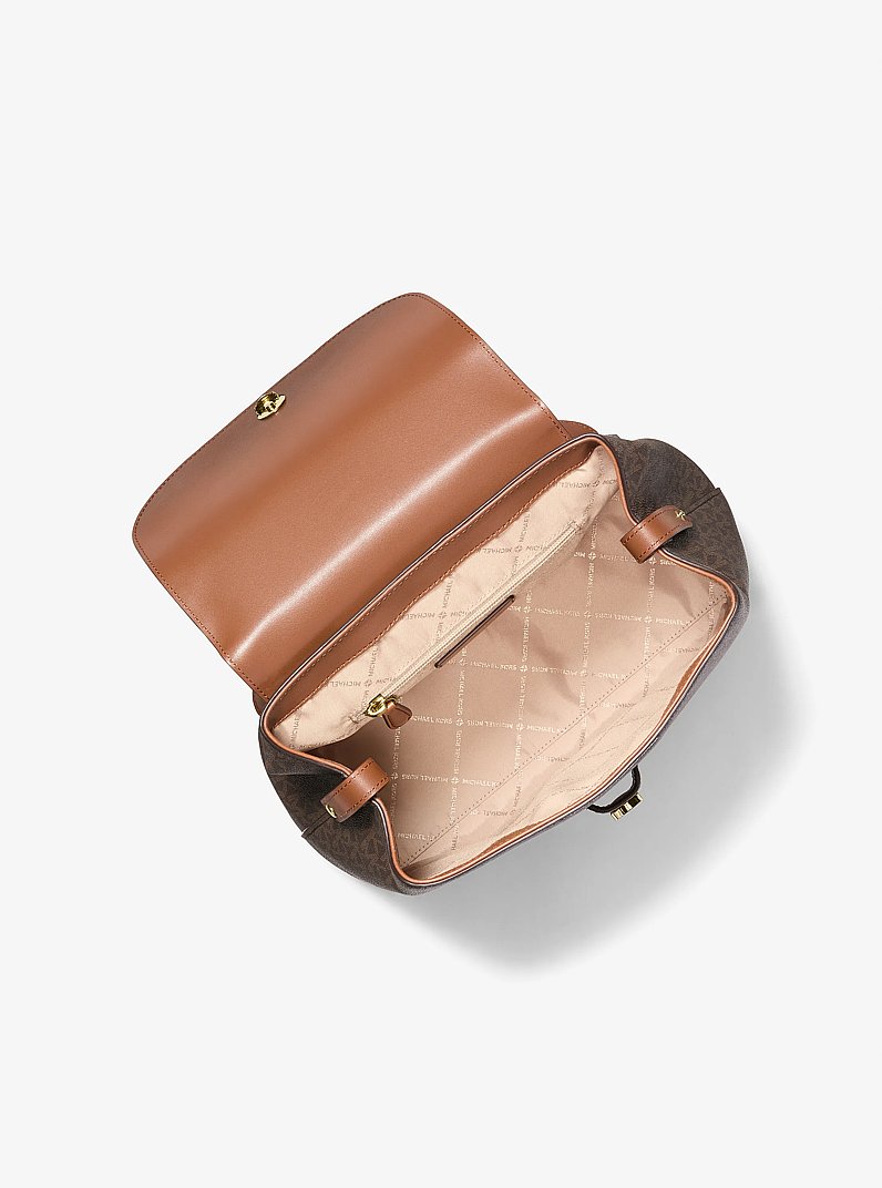 Maya Medium Signature Logo Backpack in BROWN | Michael Kors