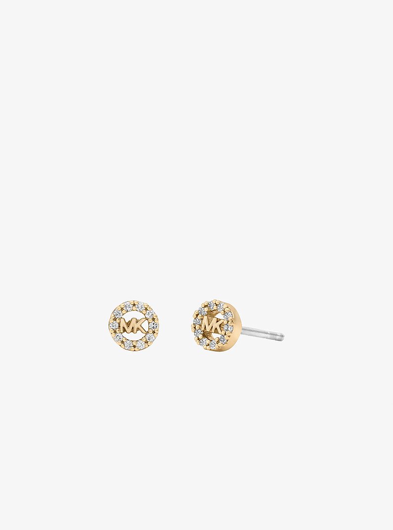 Pav&eacute; Logo Bangle and Stud Earrings Gift Set in GOLD | Michael Kors