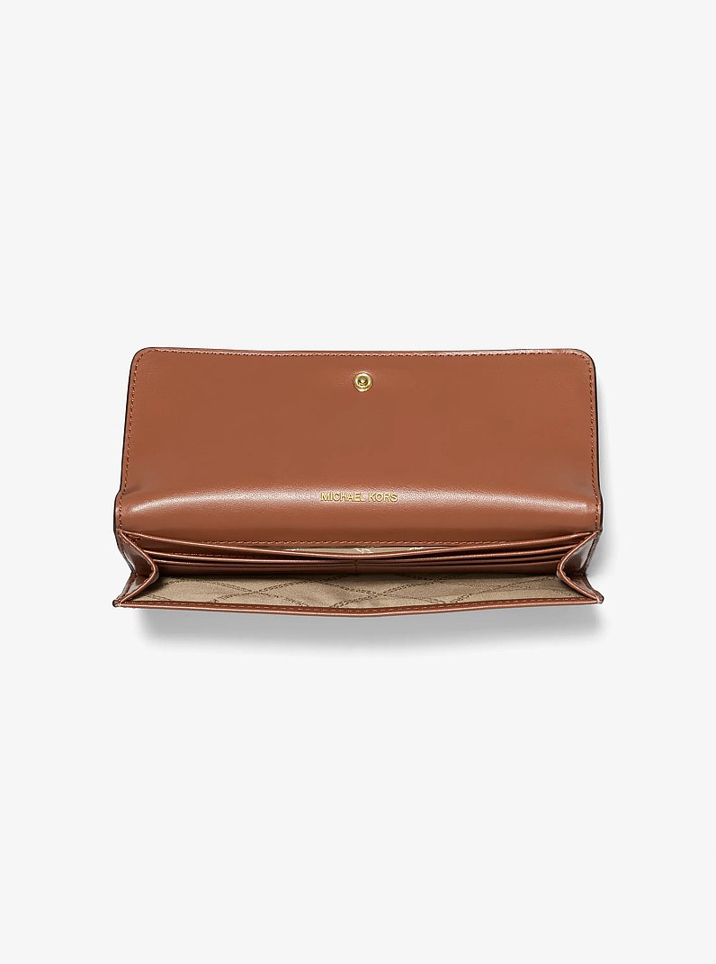 Jet Set Large Signature Logo Snap-Front Wallet in VANILLA/ACORN | Michael Kors