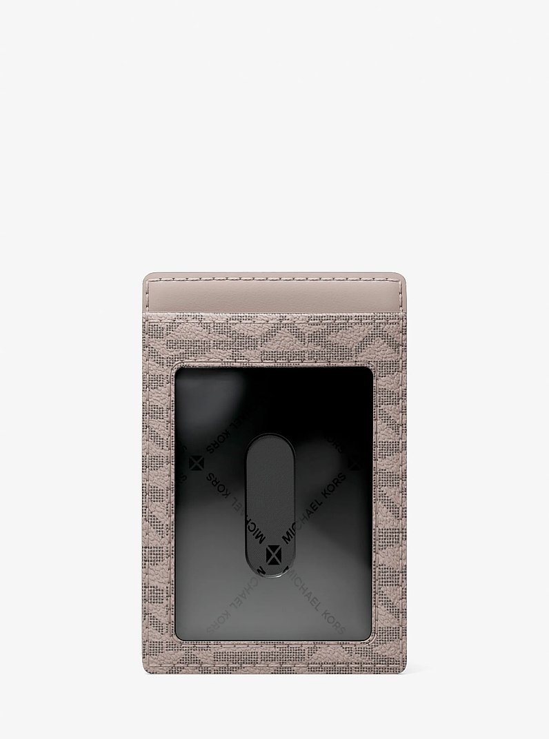 Porte-cartes Hudson &agrave; logo Signature in NICKEL | Michael Kors