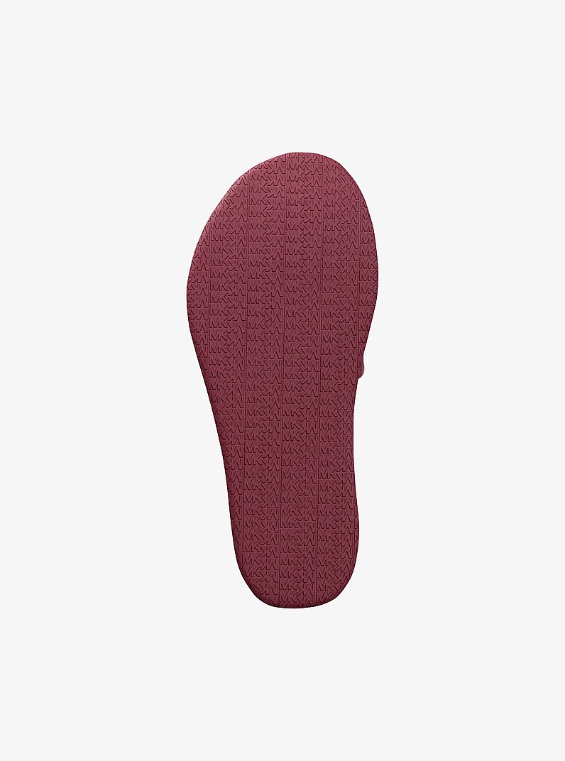 Palmer Signature Logo Slide Sandal in MAROON | Michael Kors