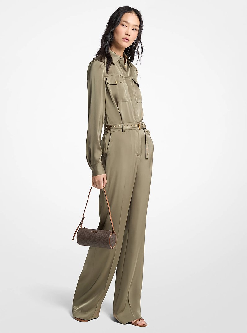 Satin Jumpsuit in SAFARI GREEN | Michael Kors