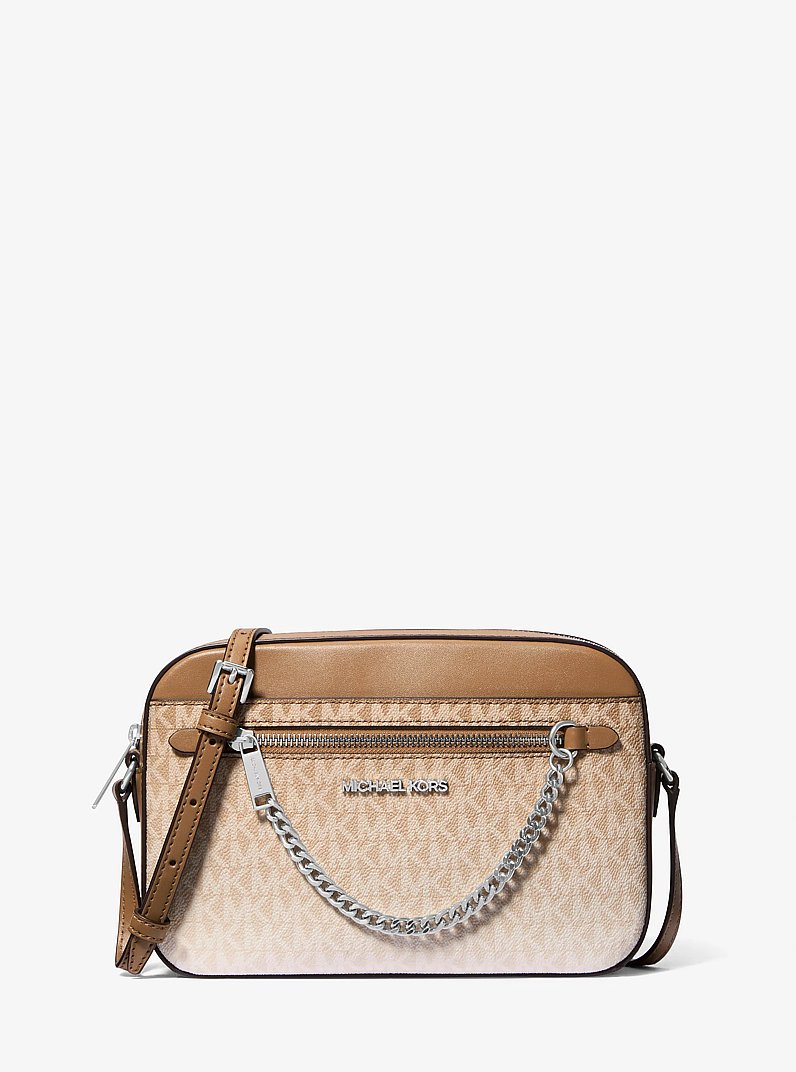 Jet Set Large Ombr&eacute; Signature Logo Crossbody Body in HUSK | Michael Kors