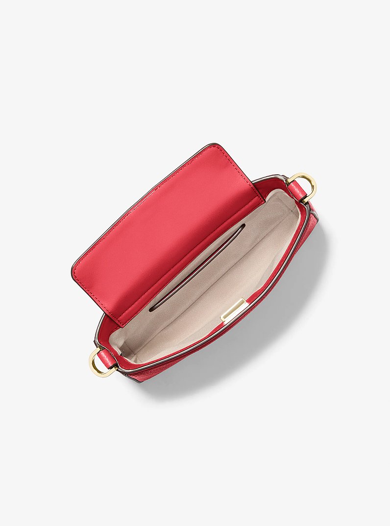 Bryant Small Pebbled Leather Convertible Pochette in CRIMSON | Michael Kors