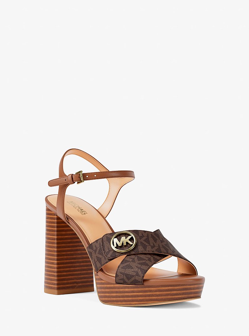 Hannah Signature Logo Platform Sandal in MARR&Oacute;N | Michael Kors