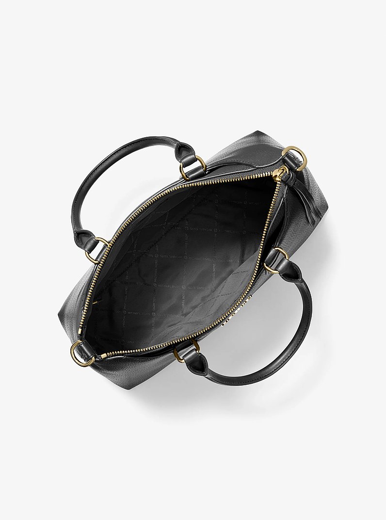 Austen Medium Leather Satchel in BLACK | Michael Kors