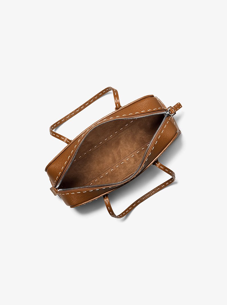 Roberta Hand-Stitched Pebbled Leather Satchel in CINNAMON | Michael Kors