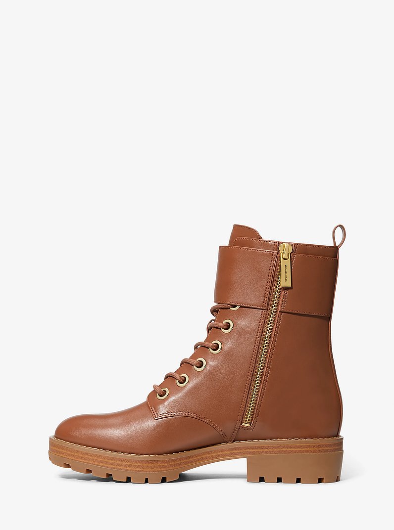 Rory Leather Combat Boot in LUGGAGE | Michael Kors
