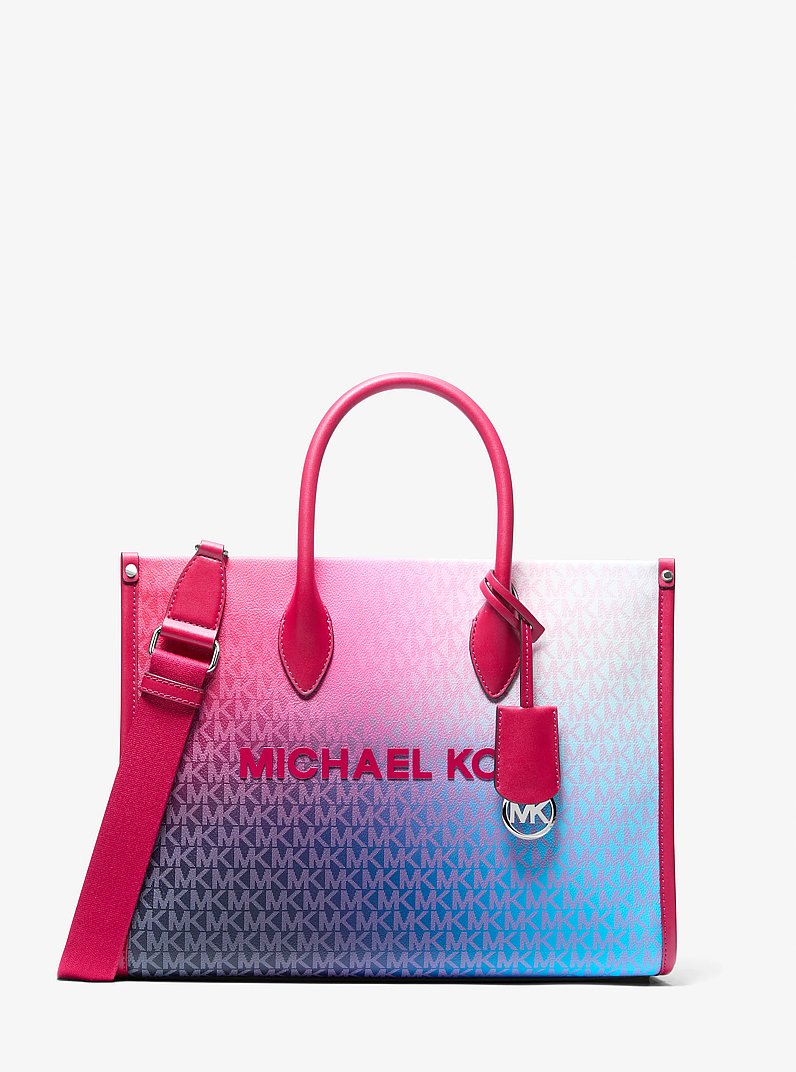 Mirella Medium Ombr&eacute; Signature Logo Tote Bag in DARK RASPBERRY MULTI | Michael Kors