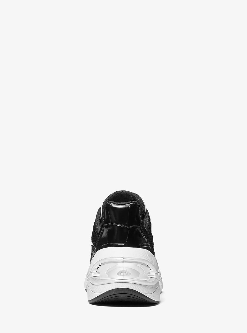 Toni Mixed-Media Trainer in BLACK/WHITE | Michael Kors