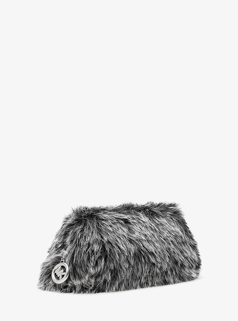 Goldie Large Faux Fur Clutch in BLACK | Michael Kors