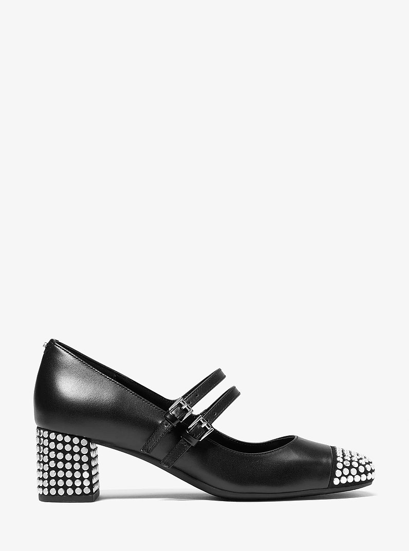 Matilda Studded Leather Mary Jane Pump in BLACK | Michael Kors