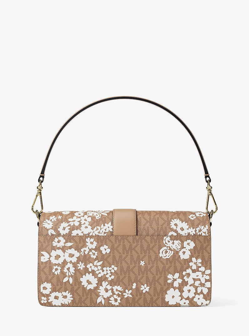 Bolso de hombro Greenwich mediano convertible con estampado y logotipo exclusivo in CAMEL | Michael Kors