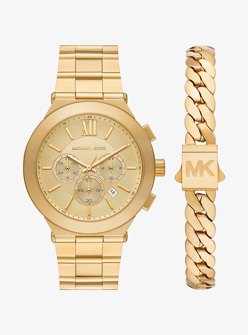 Set de regalo de reloj Billie extragrande en tono dorado y pulsera in DORADO | Michael Kors