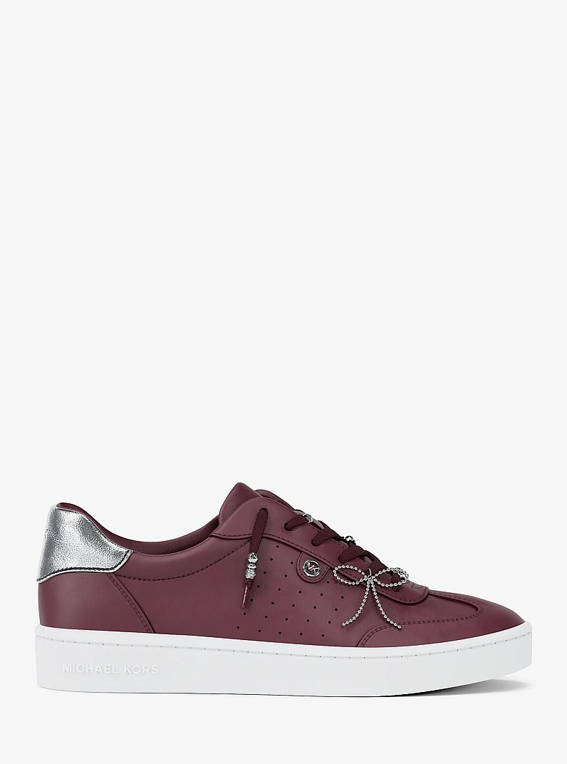 Scotty Embellished Leather Sneaker in OXBLOOD | Michael Kors