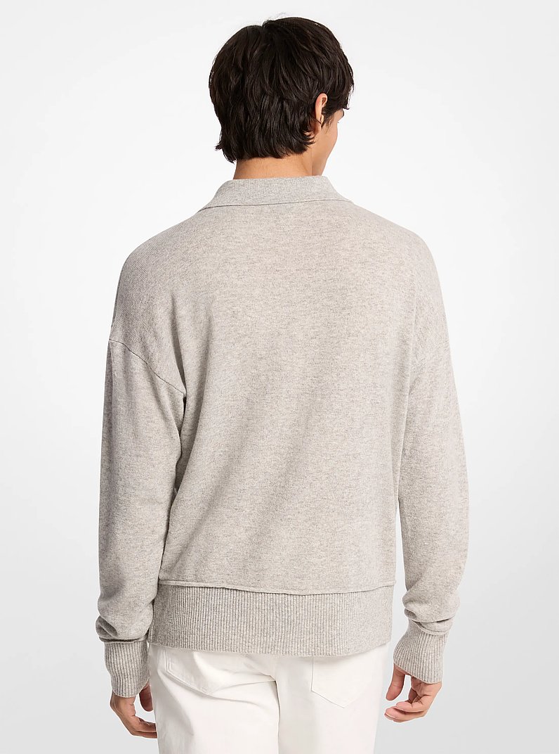 Wool Polo Sweater in HEATHER GREY | Michael Kors