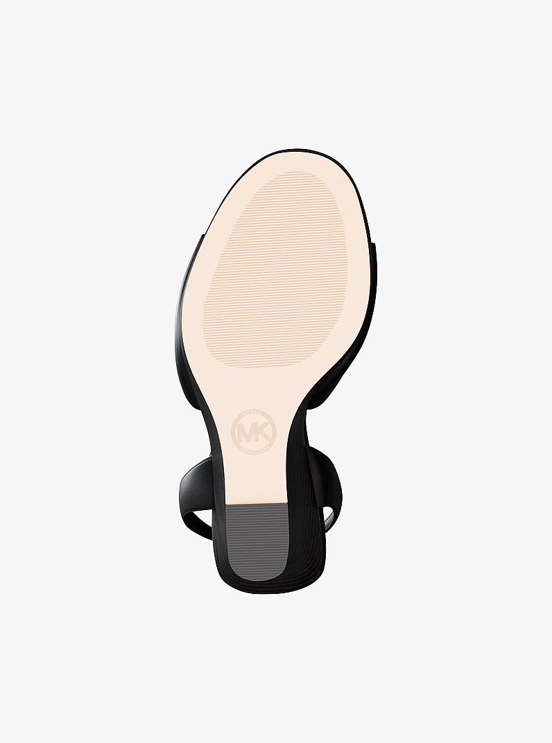 Carson Leather Wedge Sandal in BLACK | Michael Kors