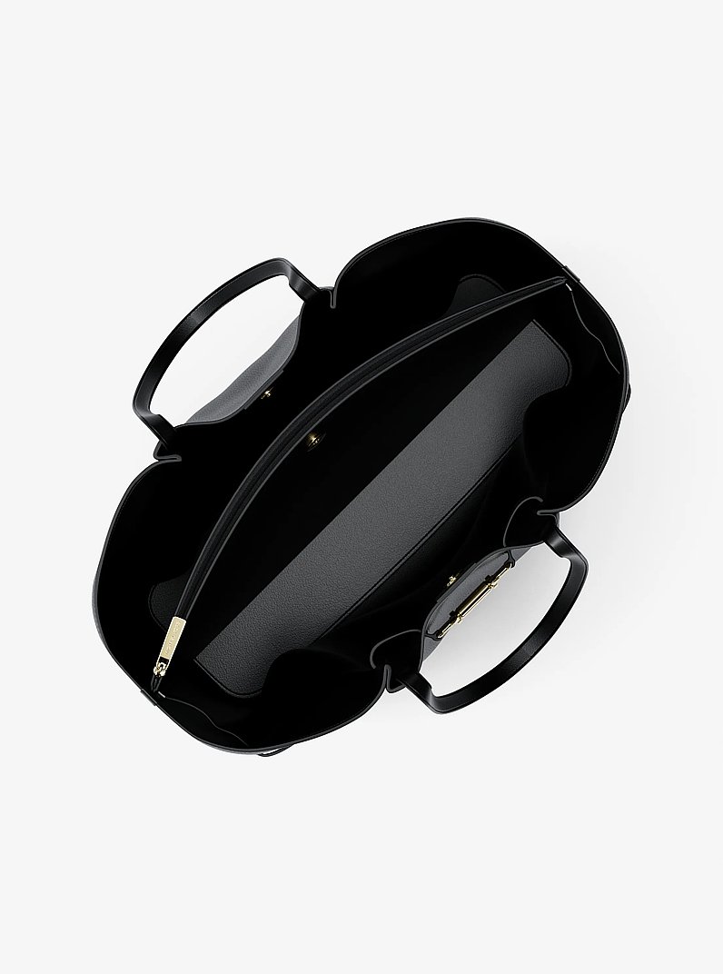 Carson Large Pebbled Leather Tote Bag in BLACK | Michael Kors