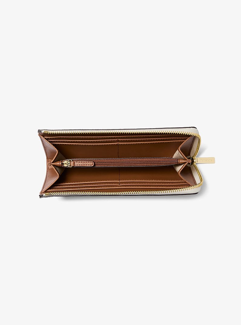Jet Set Travel Large Logo Quarter-Zip Wallet in VANILLA | Michael Kors