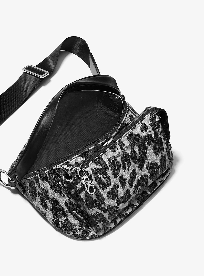 Slater Medium Leopard Logo Sling Pack in BLACK COMBO | Michael Kors