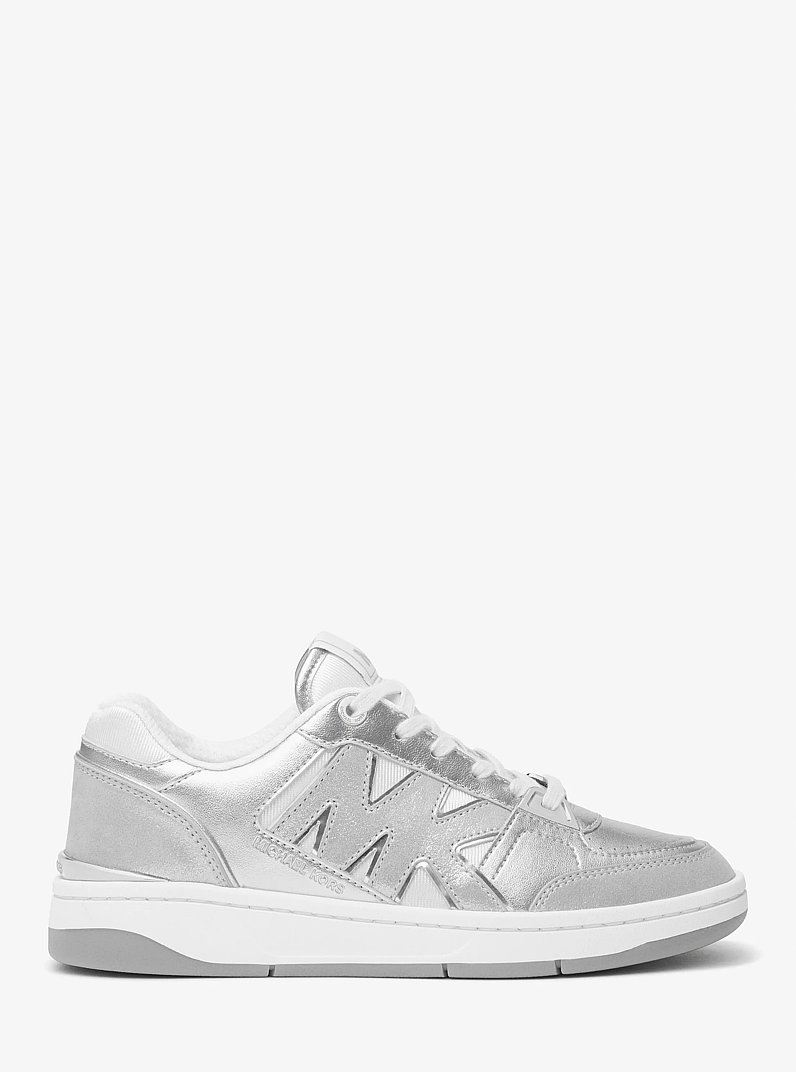 Rebel Metallic Leather Sneaker in SILVER | Michael Kors