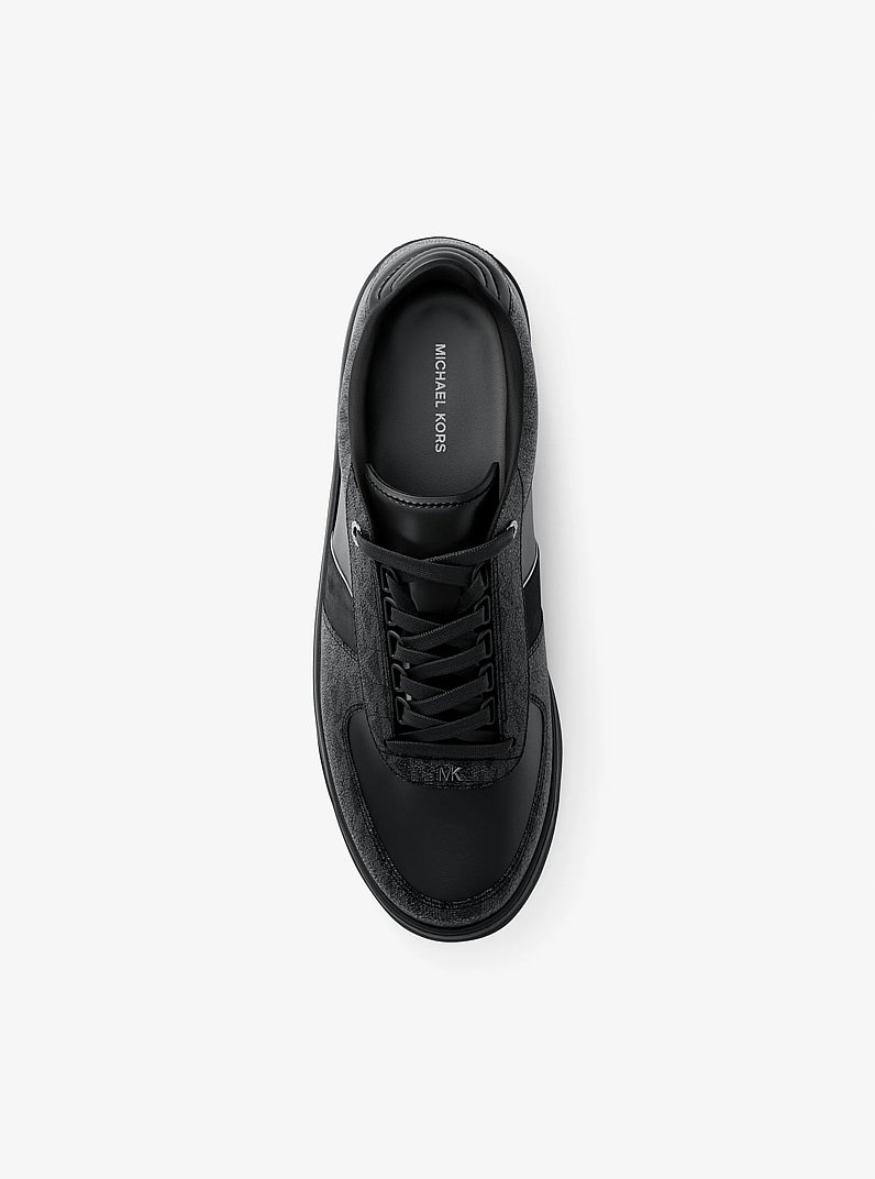 Brady Signature Logo and Leather Sneaker in BLACK/BLACK | Michael Kors