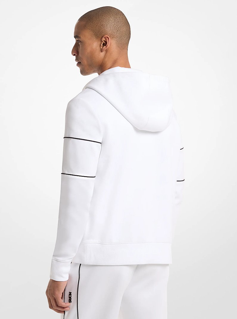 Cotton Blend Zip-Up Hoodie in WHITE | Michael Kors