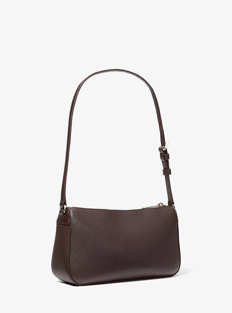 Pochette Jet Set media in pelle Saffiano in CIOCCOLATO | Michael Kors