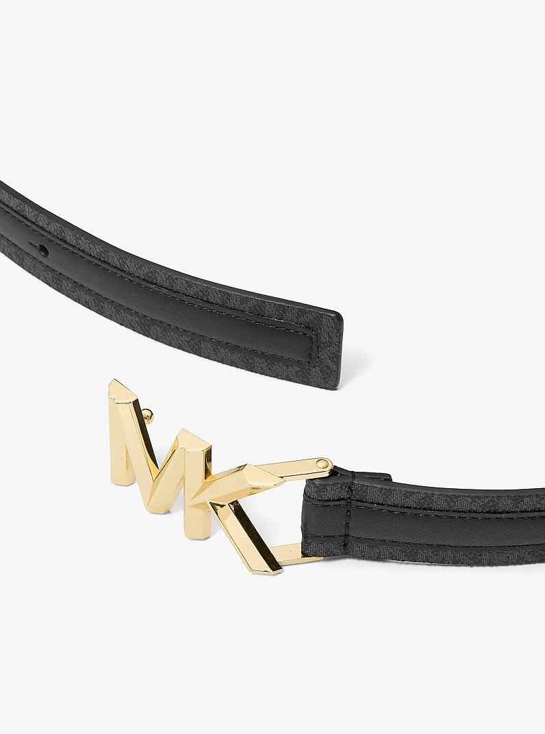 Cintura in pelle con stampa logo in NERO | Michael Kors