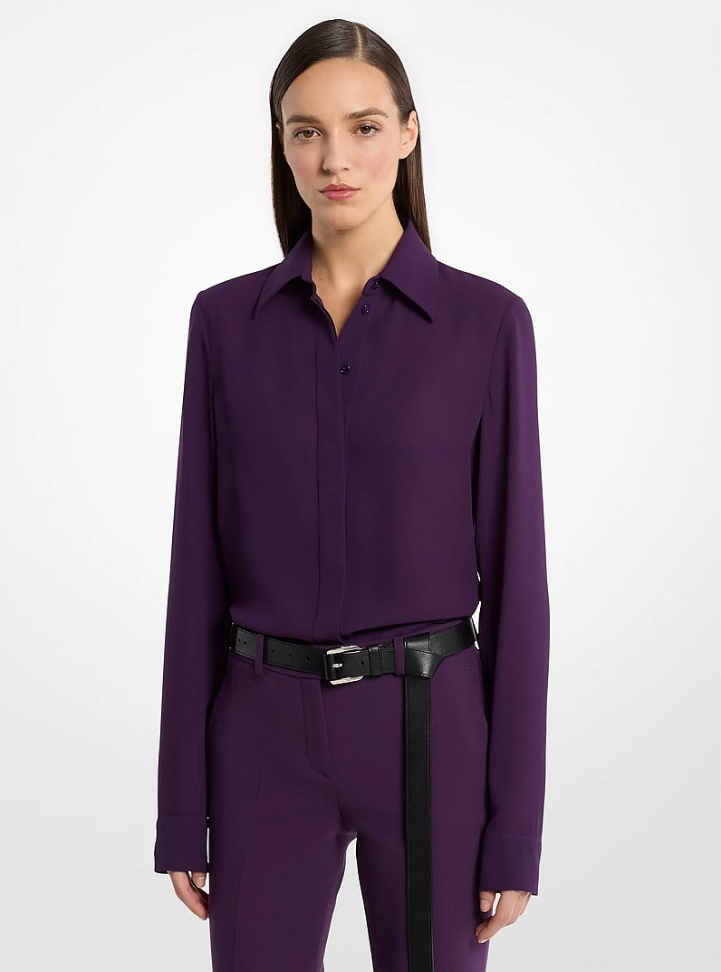 Hansen Silk Georgette Shirt in AMETHYST | Michael Kors