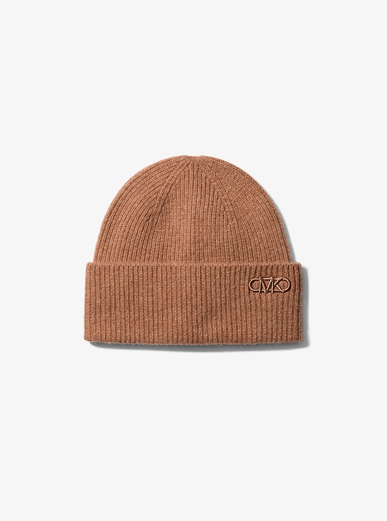 Ribbed Cashmere Beanie Hat in LUGGAGE | Michael Kors
