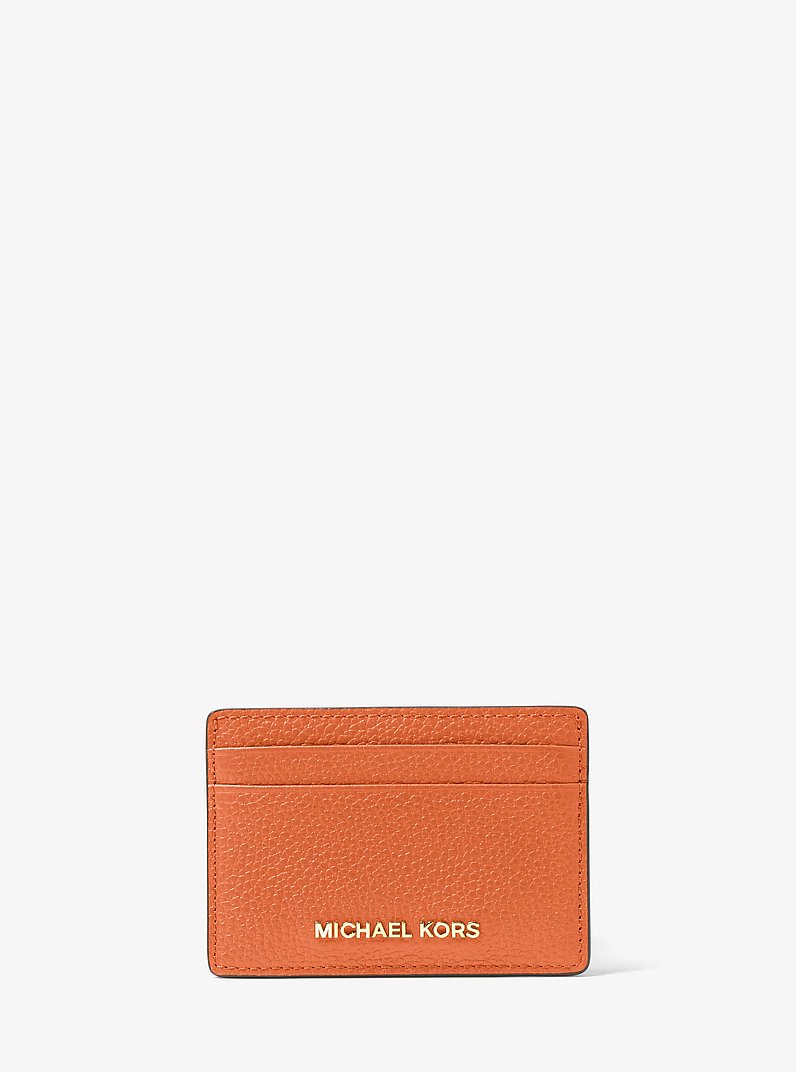 Pebbled Leather Card Case in ORANGE PUNCH | Michael Kors