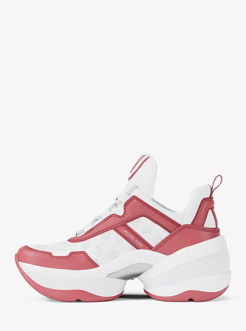 Olympia Logo Debossed Trainer in HIBISCUS - Sale | Michael Kors [US]