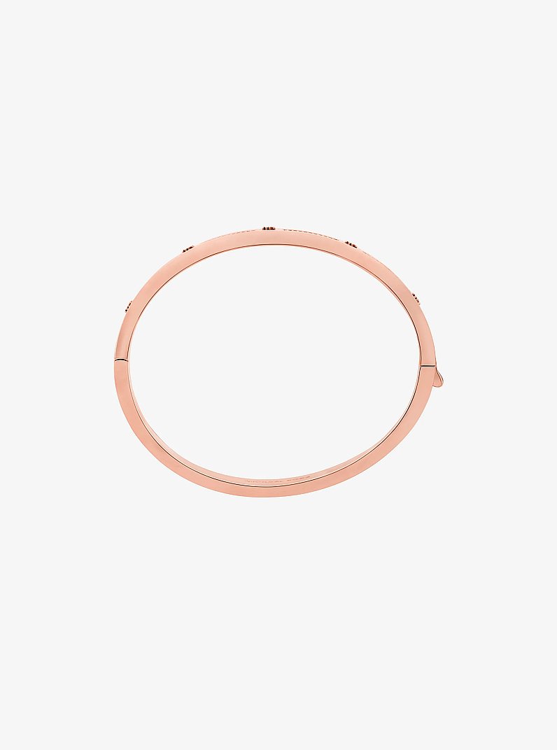 Bracelet-jonc clout&eacute; &agrave; pav&eacute; et &agrave; logo in OR ROSE | Michael Kors